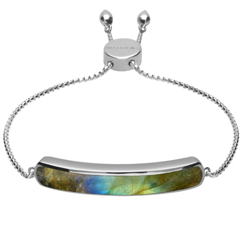 Sterling Silver Labradorite Lineaire Long Bracelet