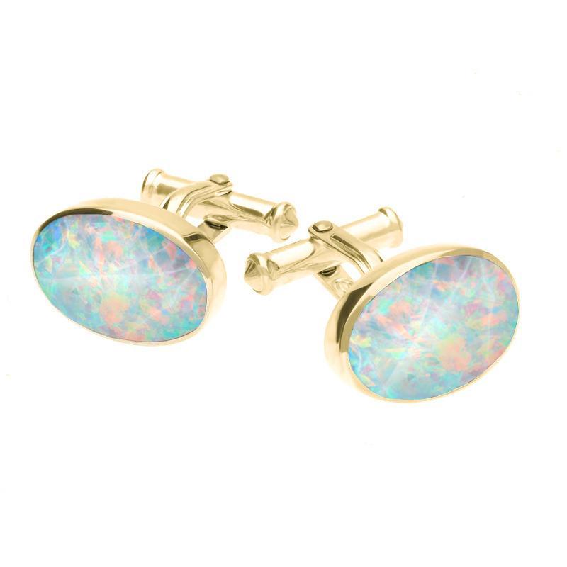 9ct Yellow Gold Opal Oval Cufflinks