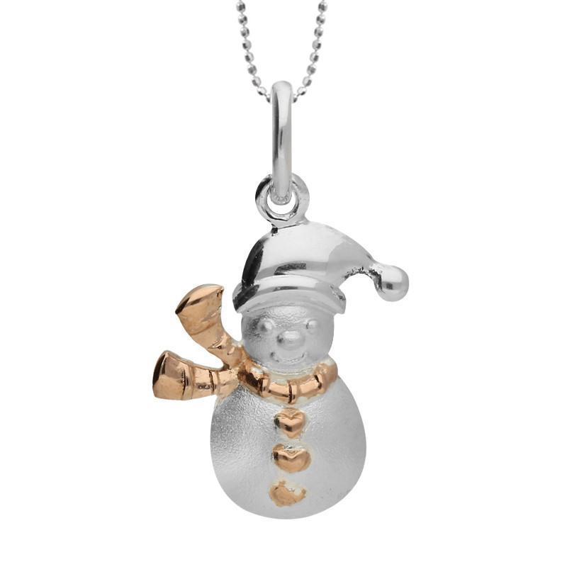 Rose Gold Plated Sterling Silver Snowman Necklace