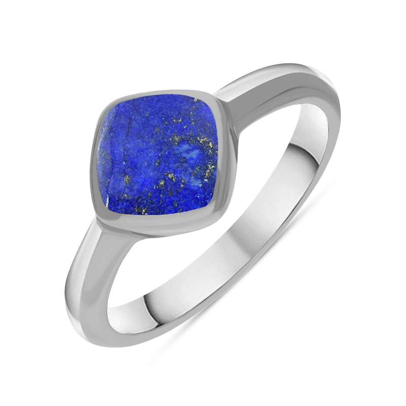 Sterling Silver Lapis Lazuli Cushion Ring