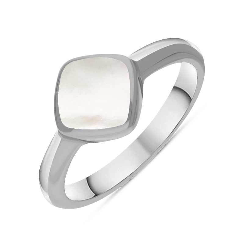 Sterling Silver Mother of Pearl Cushion Ring