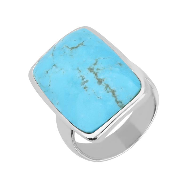 Sterling Silver Turquoise Chunky Oblong Ring D