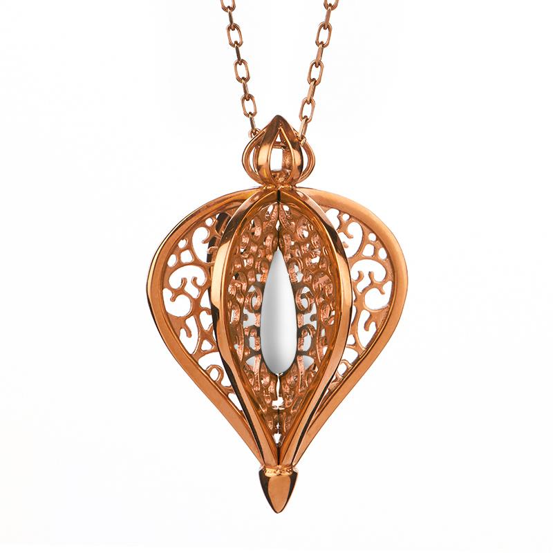 Rose Gold Plated Sterling Silver Bauxite Flore Filigree Small Necklace
