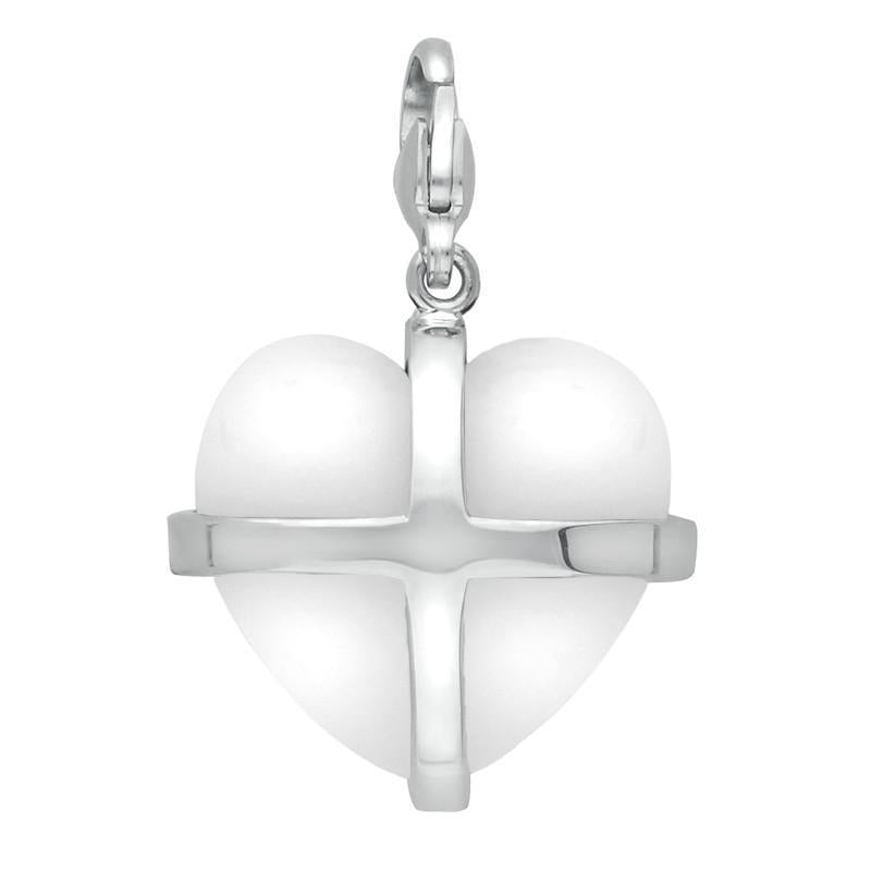 Sterling Silver Bauxite Large Cross Heart Charm
