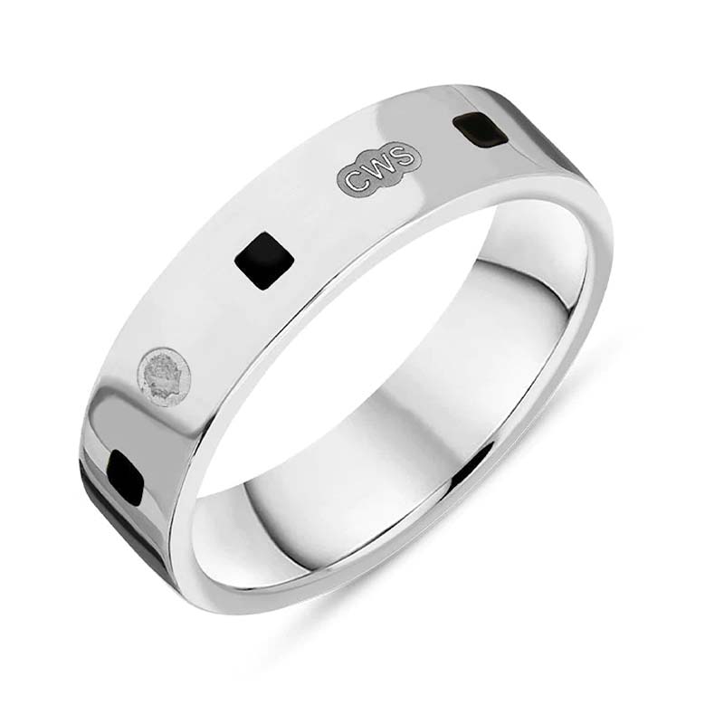 Sterling Silver Whitby Jet King’s Coronation Hallmark Princess Cut 5mm Ring
