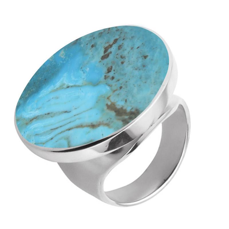 Sterling Silver Turquoise Large Round Stone Ring