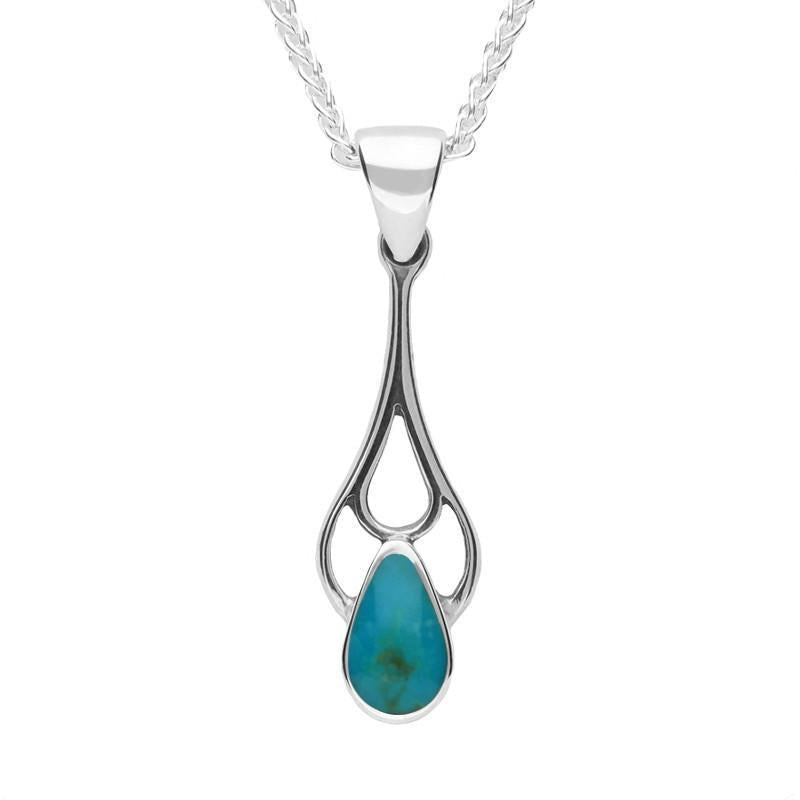 Sterling Silver Turquoise Pear Spoon Necklace
