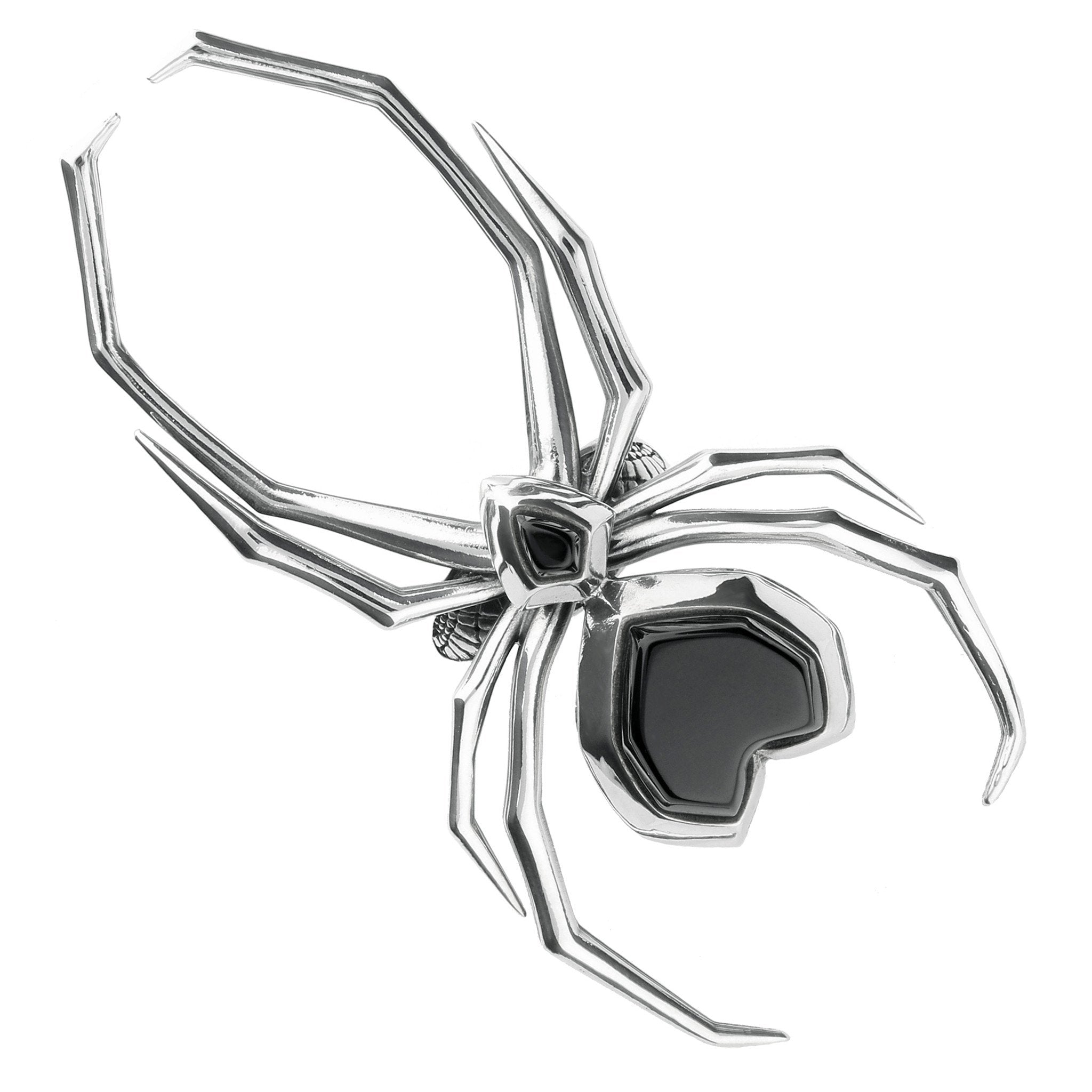 Sterling Silver Whitby Jet Gothic Large Spider Ring