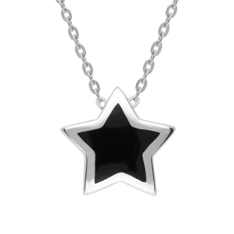 Sterling Silver Whitby Jet Star Pendant Necklace