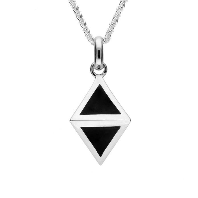 Sterling Silver Whitby Jet Triangle Prism Necklace