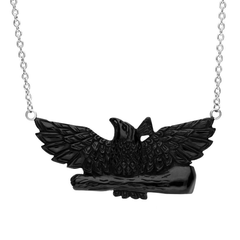 Sterling Silver Whitby Jet Eagle Necklace D