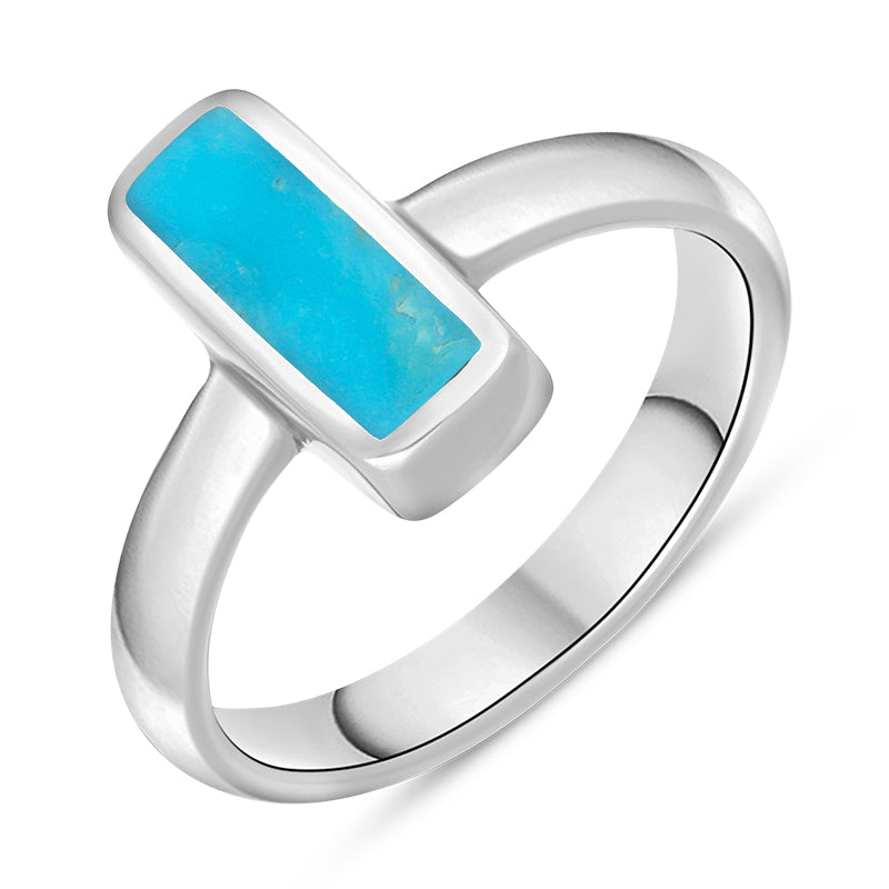 Sterling Silver Turquoise Slim Oblong Ring