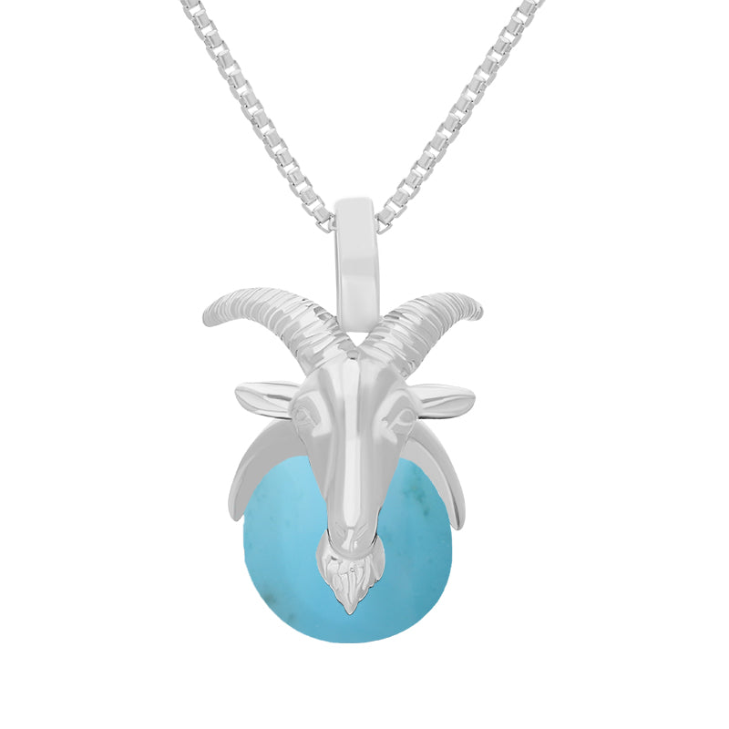 Sterling Silver Turquoise Zodiac Capricorn 9mm Bead Pendant