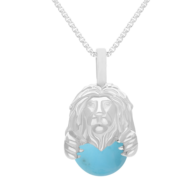 Sterling Silver Turquoise Zodiac Leo 10mm Bead Pendant