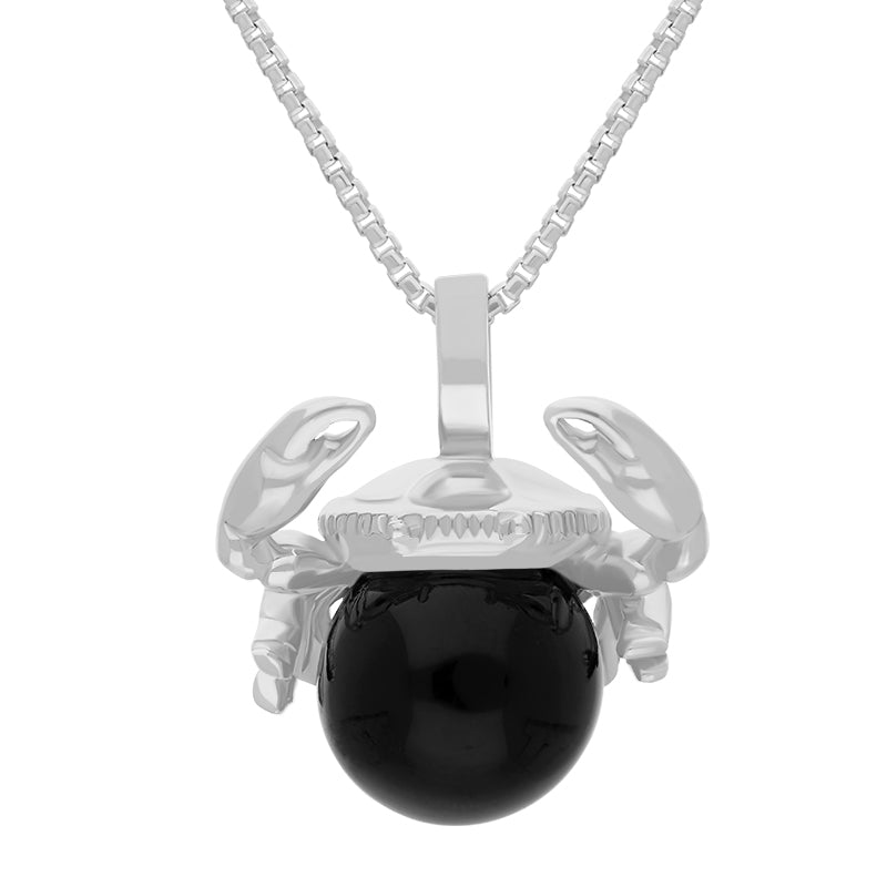 Sterling Silver Whitby Jet Zodiac Cancer 8mm Bead Pendant