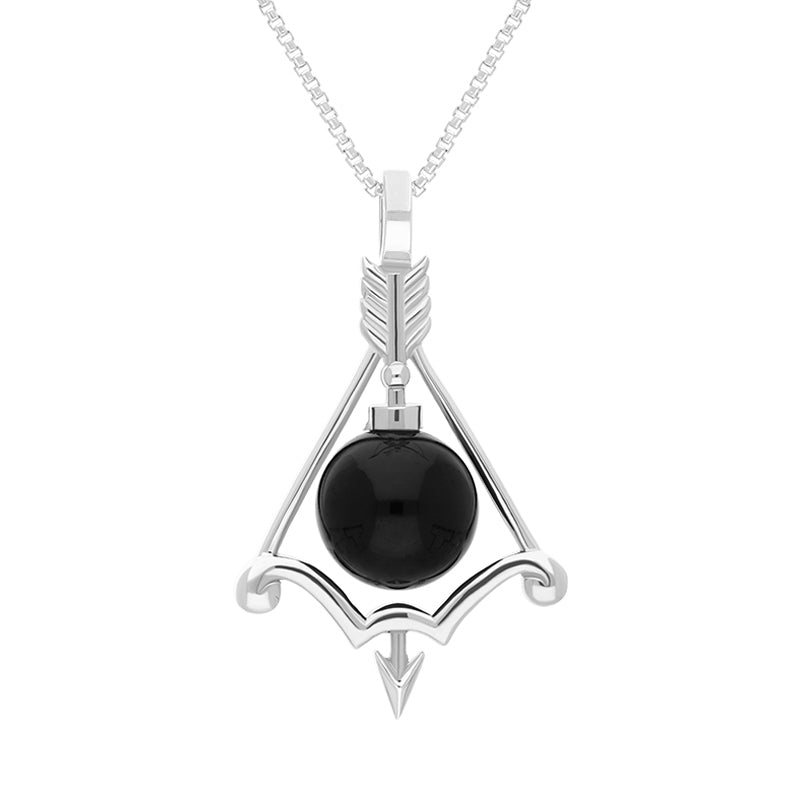 Sterling Silver Whitby Jet Zodiac Sagittarius 8mm Bead Pendant