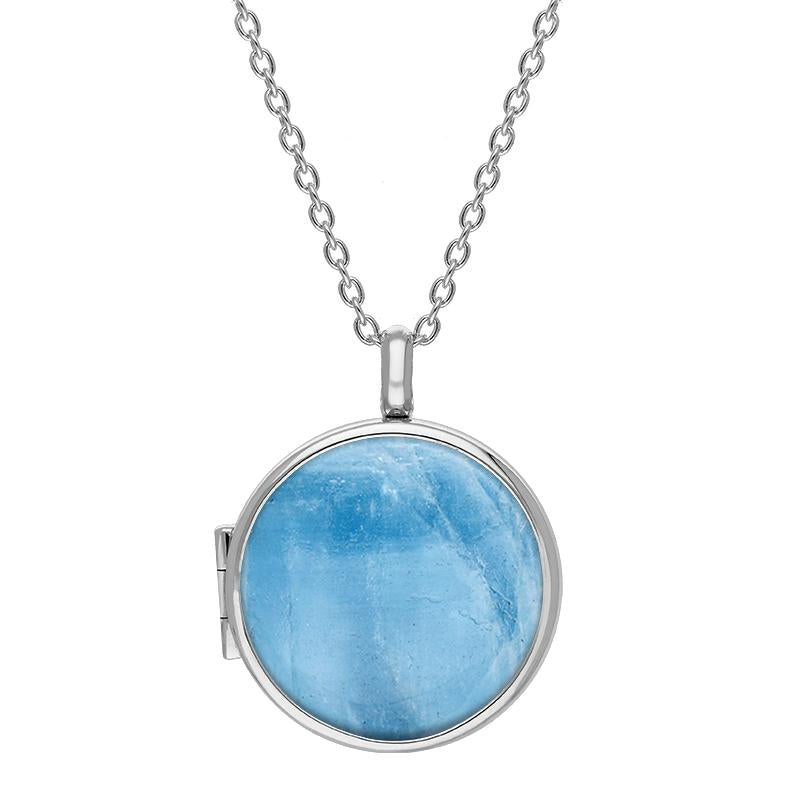 Sterling Silver Aquamarine Medium Round Locket