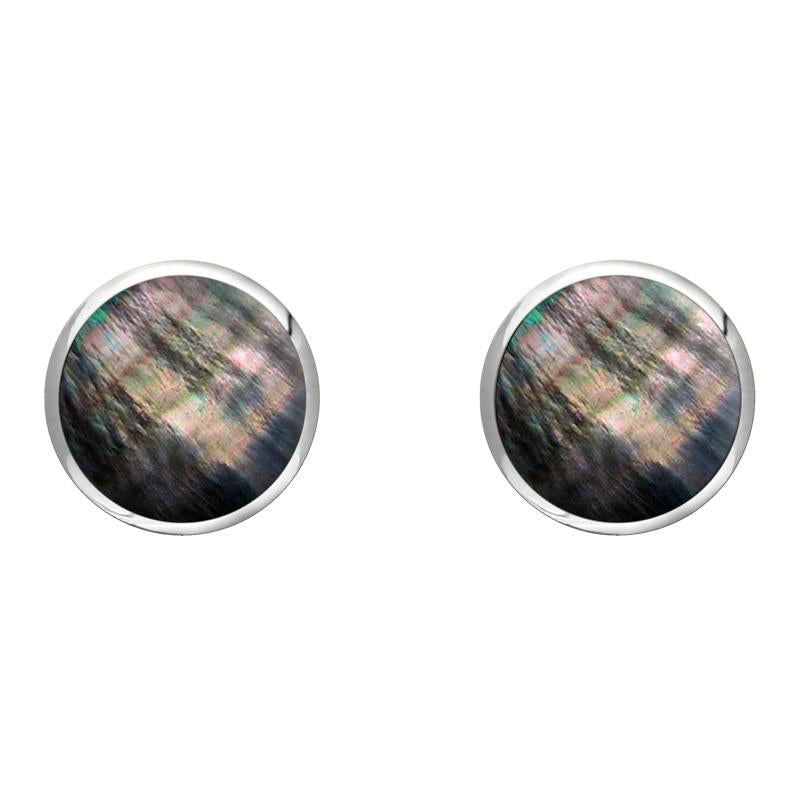 Sterling Silver Dark Mother of Pearl 8mm Classic Large Round Stud Earrings