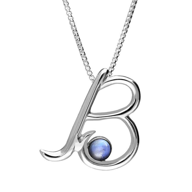 Sterling Silver Moonstone Love Letters Initial B Necklace