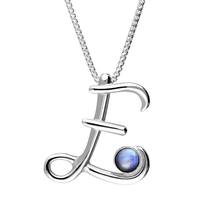 Sterling Silver Moonstone Love Letters Initial E Necklace