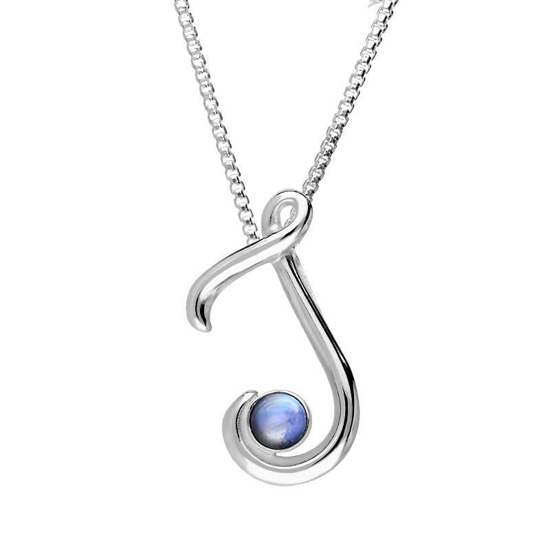 Sterling Silver Moonstone Love Letters Initial J Necklace