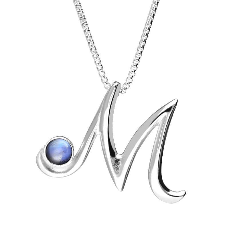 Sterling Silver Moonstone Love Letters Initial M Necklace