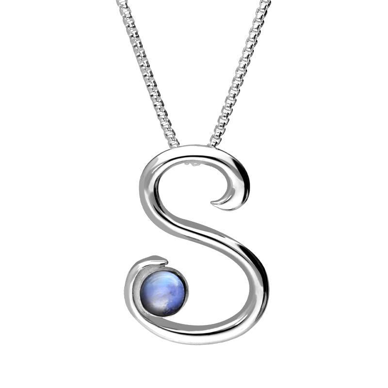 Sterling Silver Moonstone Love Letters Initial S Necklace