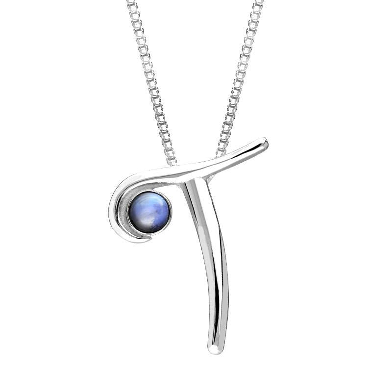 Sterling Silver Moonstone Love Letters Initial T Necklace