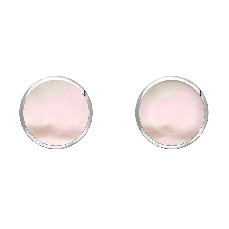 Sterling Silver Pink Mother of Pearl 6mm Classic Medium Round Stud Earrings