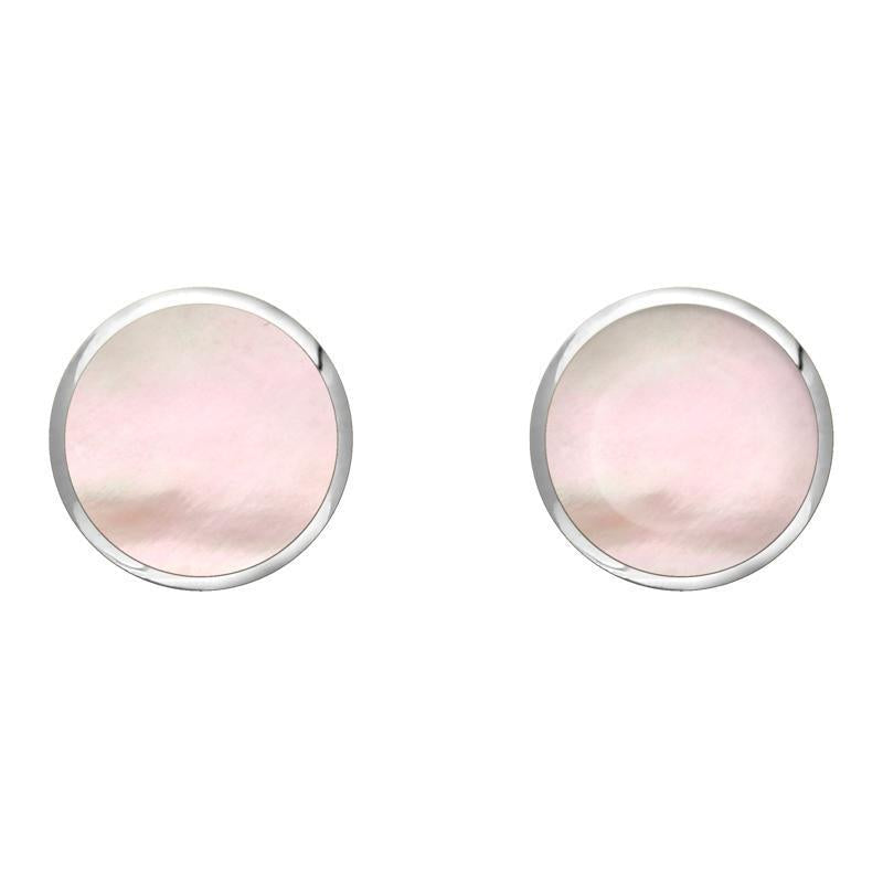 Sterling Silver Pink Mother of Pearl 8mm Classic Large Round Stud Earrings