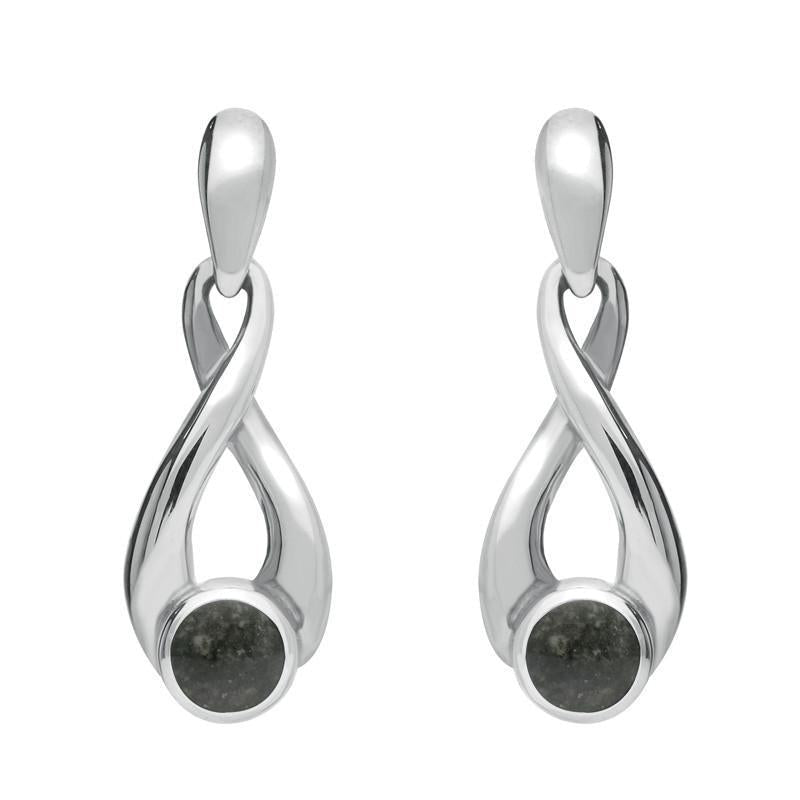 Sterling Silver Preseli Bluestone Eternity Loop Drop Earrings,