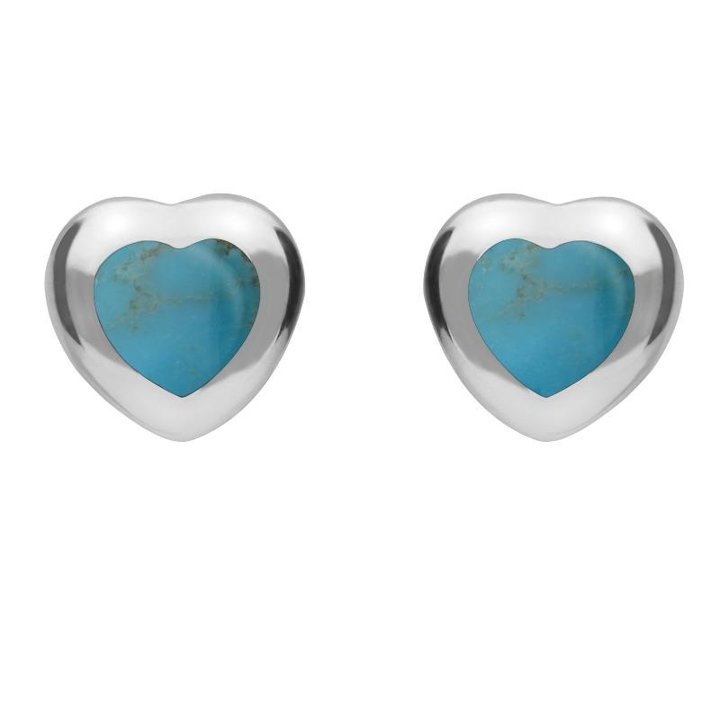 Sterling Silver Turquoise Framed Heart Stud Earrings