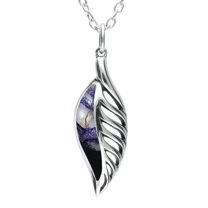 Sterling Silver Blue John Sterling Silver Leaf Drop Necklace