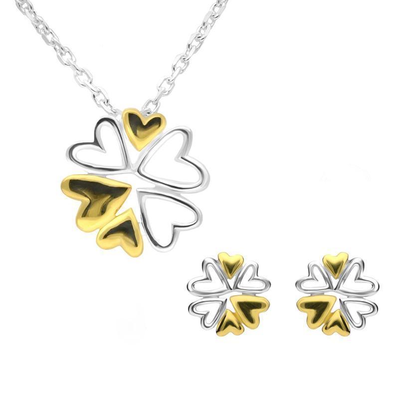 Yellow Gold Plated Sterling Silver Heart Snowflake Two Piece Set