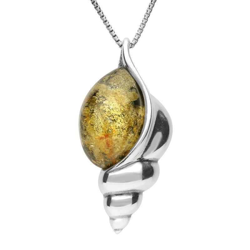 Sterling Silver Amber Conch Shell Necklace