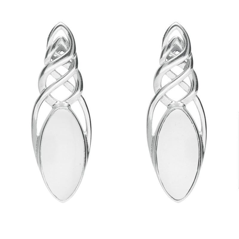 Sterling Silver Bauxite Celtic Long Marquise Stud Earrings