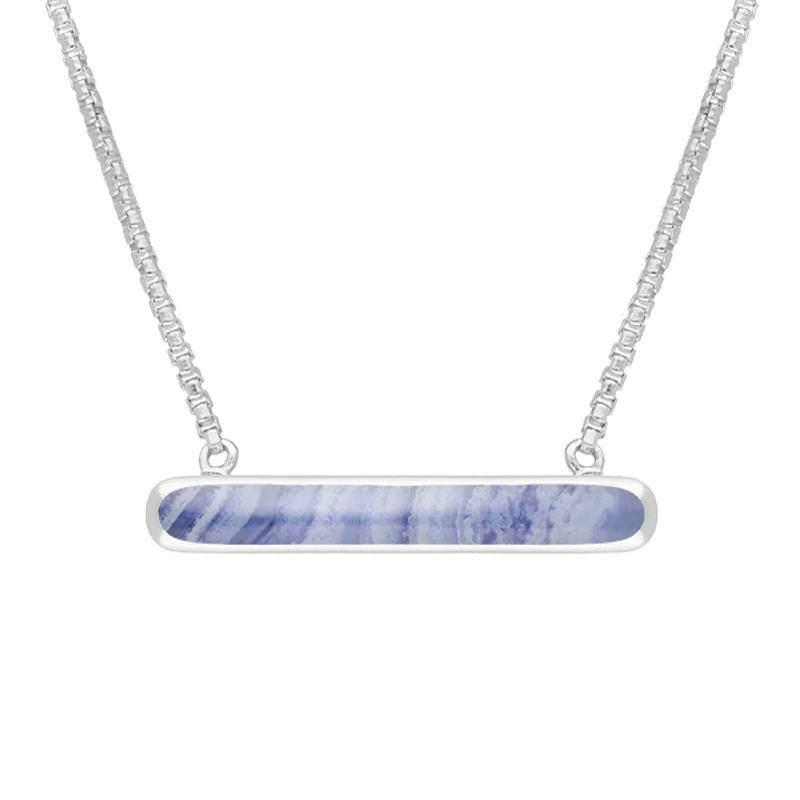 Sterling Silver Blue Lace Agate Lineaire Oval Necklace