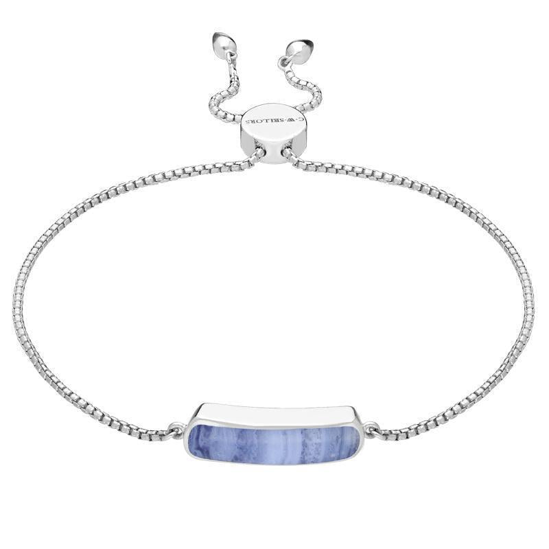 Sterling Silver Blue Lace Agate Lineaire Petite Bracelet
