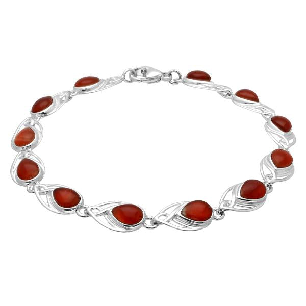 Sterling Silver Carnelian Celtic Pear Shaped Bracelet