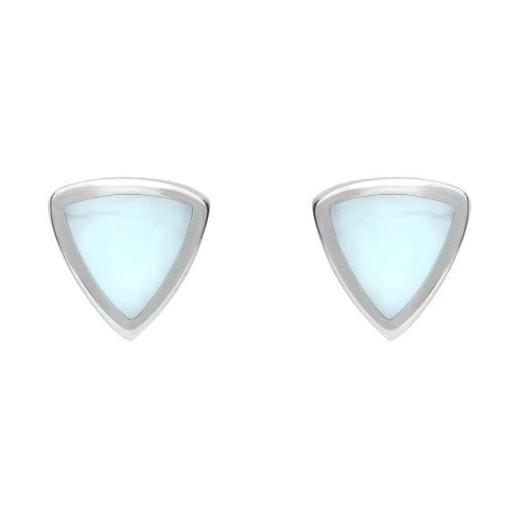 Sterling Silver Chrysoprase Small Curved Triangle Stud Earrings
