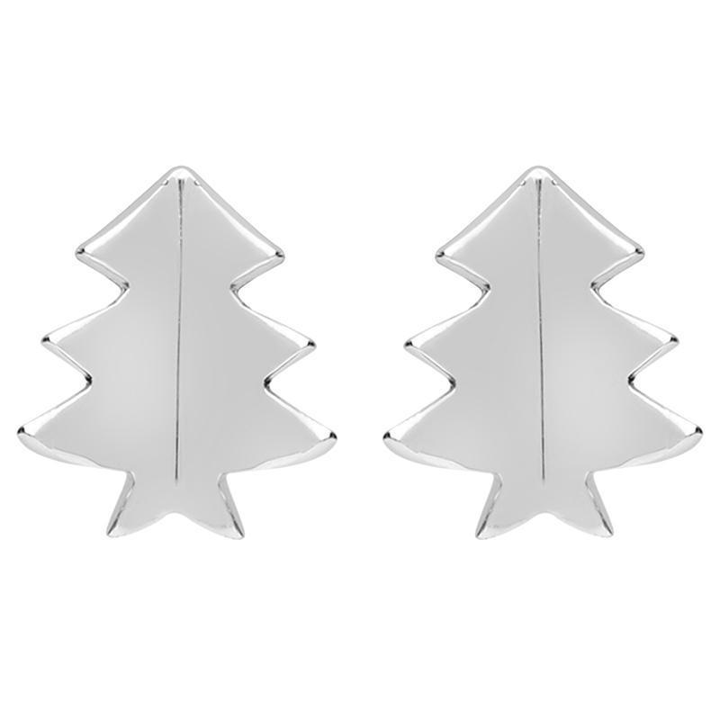 Sterling Silver Cut Out Christmas Tree Stud Earrings