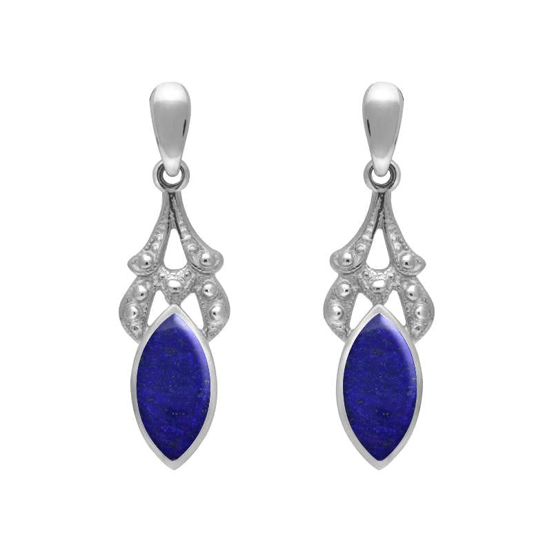 Sterling Silver Lapis Lazuli Marquise Drop Earrings