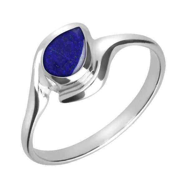 Sterling Silver Lapis Lazuli Offset Pear Ring