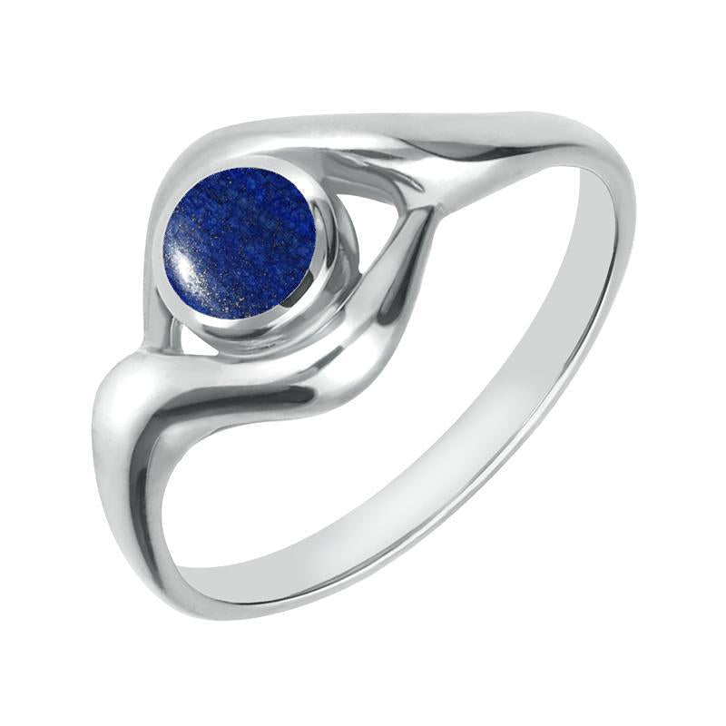 Sterling Silver Lapis Lazuli Round Twist Ring