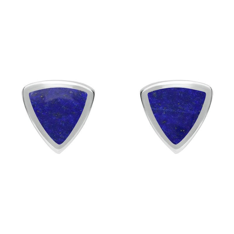 Sterling Silver Lapis Lazuli Small Curved Triangle Stud Earrings