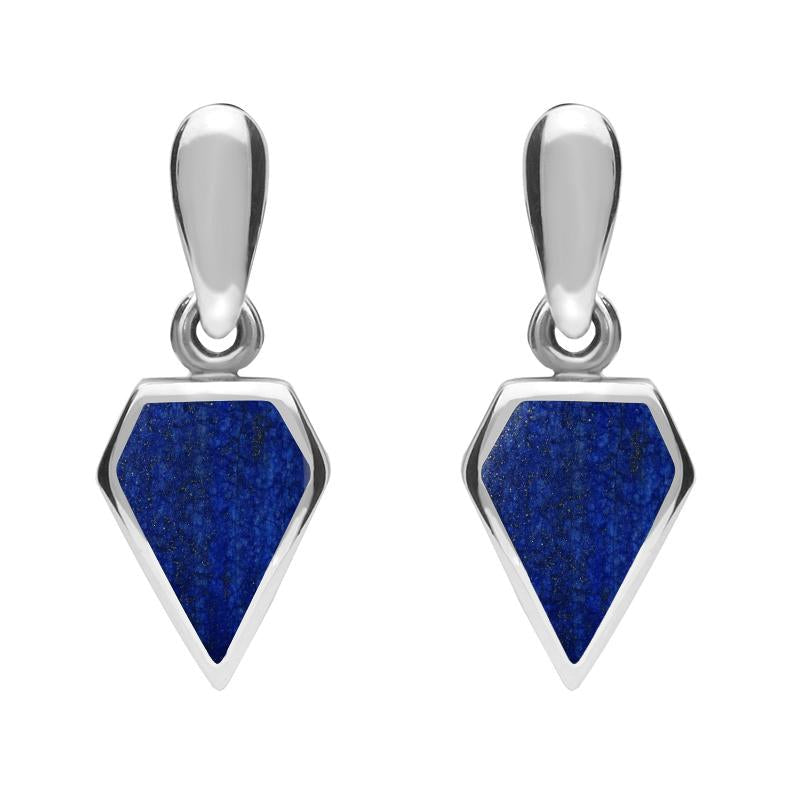 Sterling Silver Lapis Lazuli Small Kite Drop Earrings