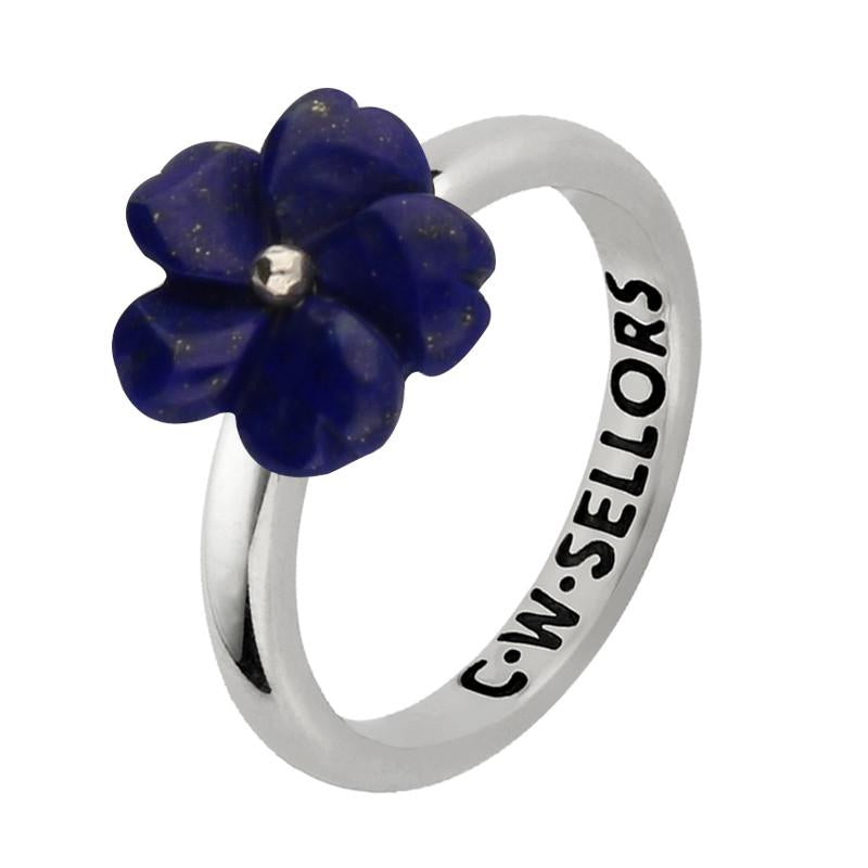 Sterling Silver Lapis Lazuli Tuberose 10mm Gypsophila Ring