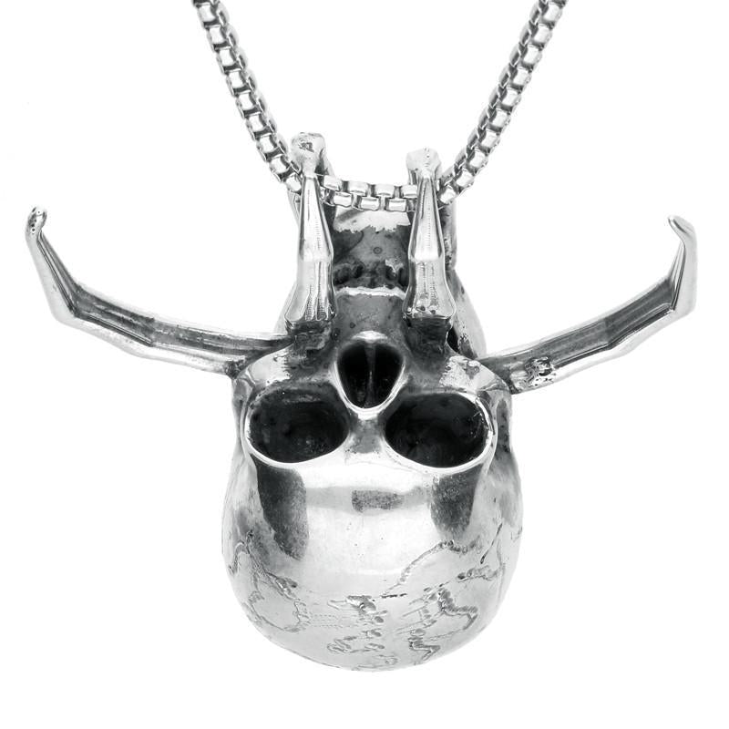 Sterling Silver Large Predator Skull Necklace