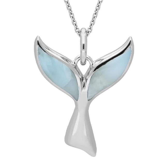 Sterling Silver Larimar Whale Tail Necklace