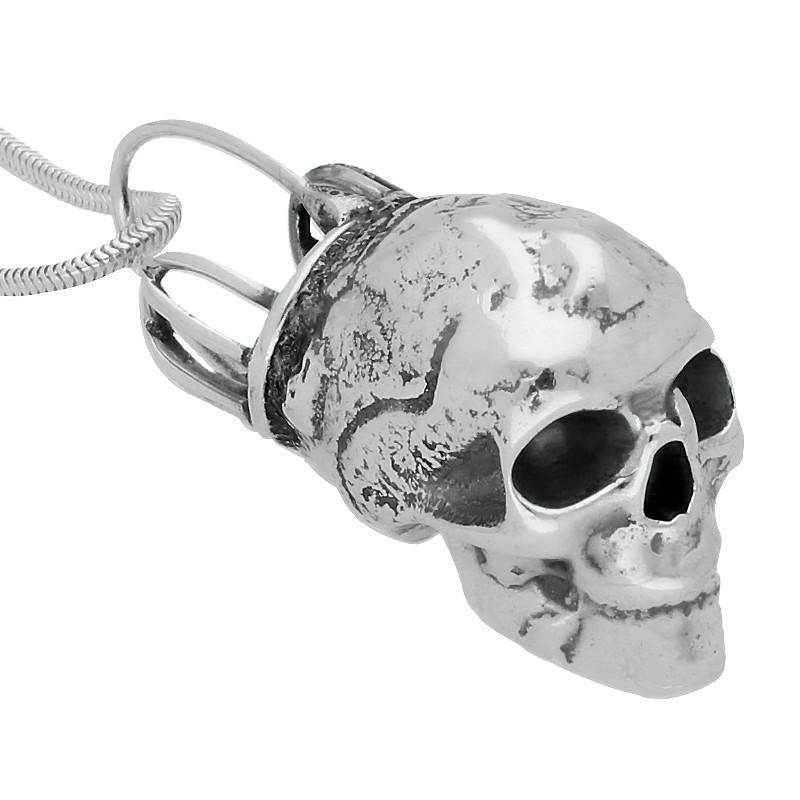 Sterling Silver Medium Skull Cage Necklace